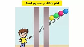 تست هوش | فقط افرادی که ذهن خلاقی دارن میتونن بگن طناب کدوم بادکنک دست این پسره؟